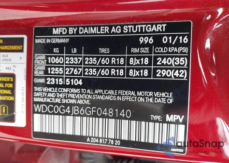 2016 Mercedes-Benz Glc 300 from USA, damaged, VIN WDC0G4JB6GF048140
